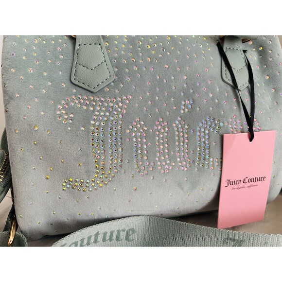 JUICY COUTURE LET IT SHINE SATCHEL BAG COOL BLUE Brand New With Tags - Picture 5 of 10